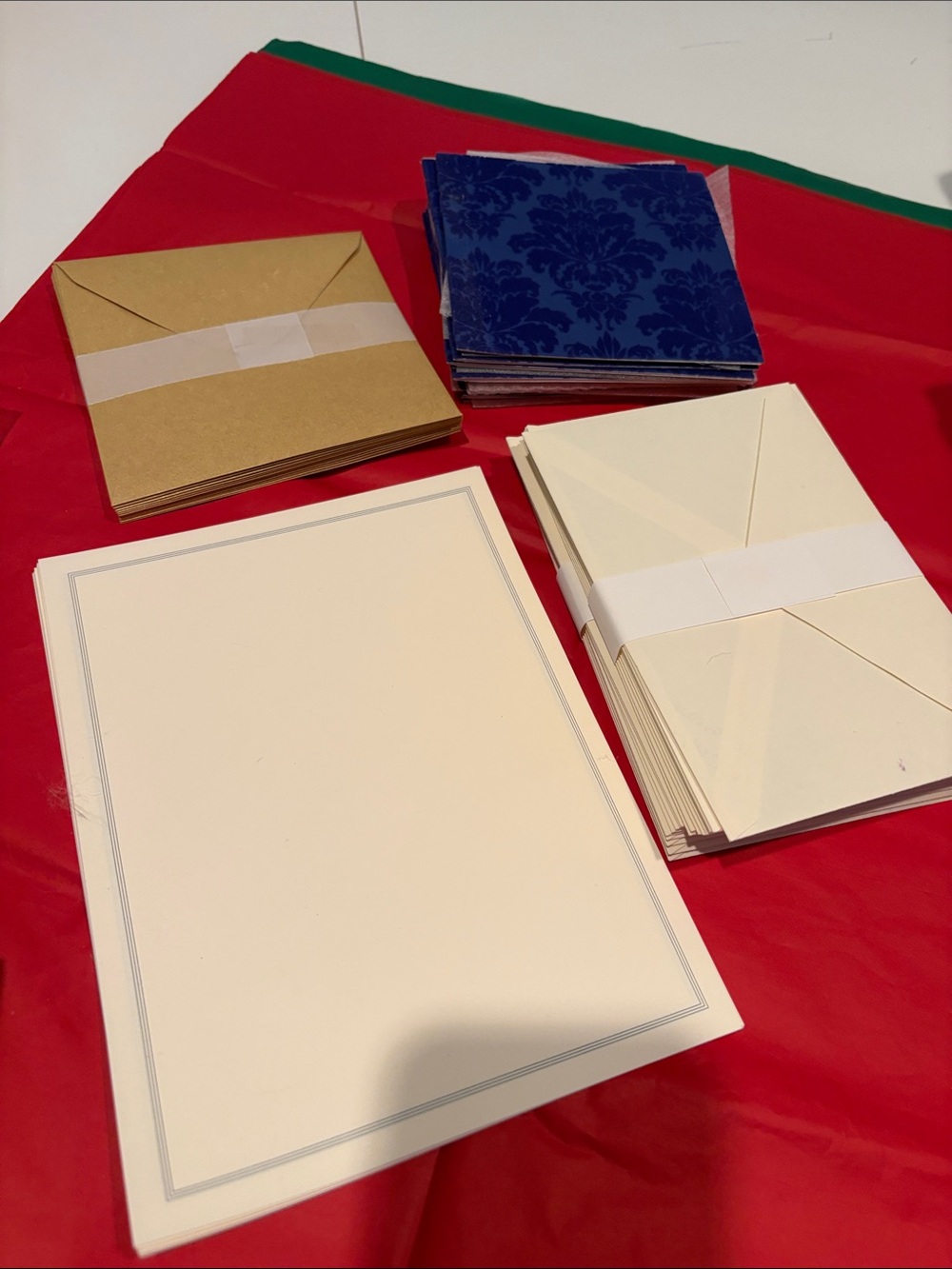 Papyrus Blue Blank Note Cards & Crane and Company Paper Envelopes T4